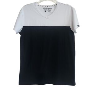 MEN'S BLACK & WHITE V-NECK TEE SZ SMALL NWT